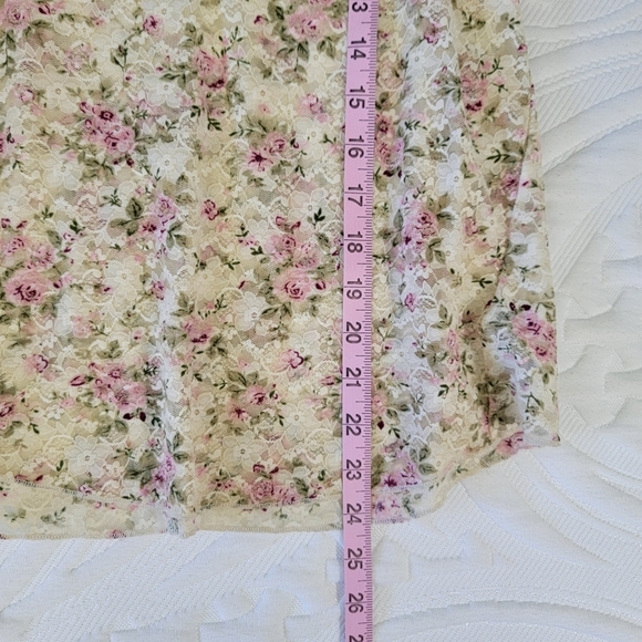 Forever 21 XXI Lace Racerback Tank Cream With Pink Floral Print Y2K Size Small - Picture 8 of 8